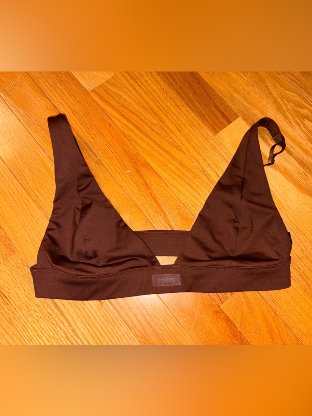 SKIMS Brown Triangle Bikini Top